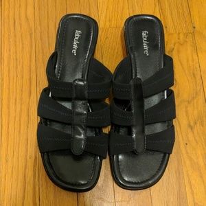 Fabulaire Navy Sandals with Low Heel Size 8.5